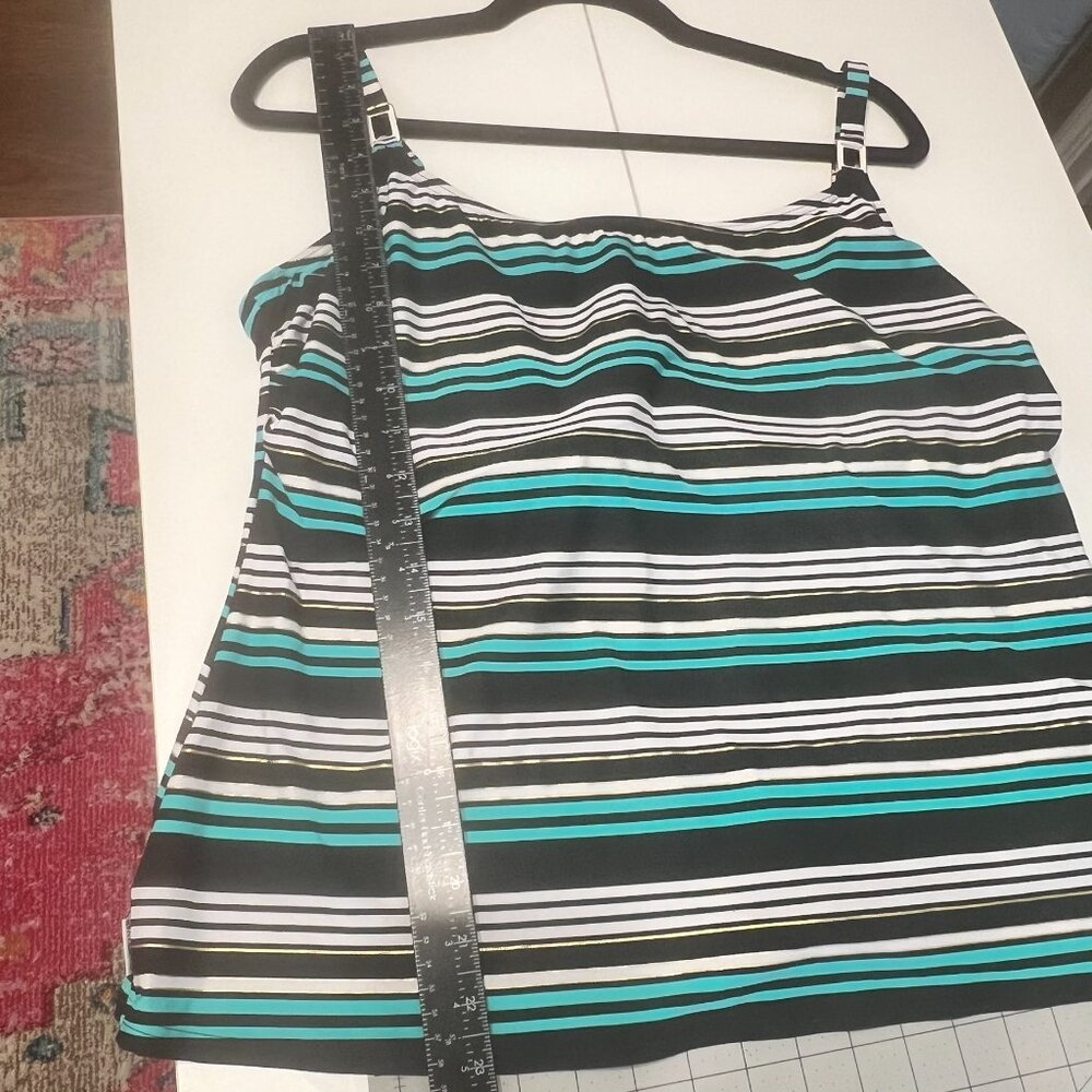 CAPTIVA‎ by CHRISTINA Turquoise Stripe Resort Tankini Top (Size 2X) - Picture 11 of 11